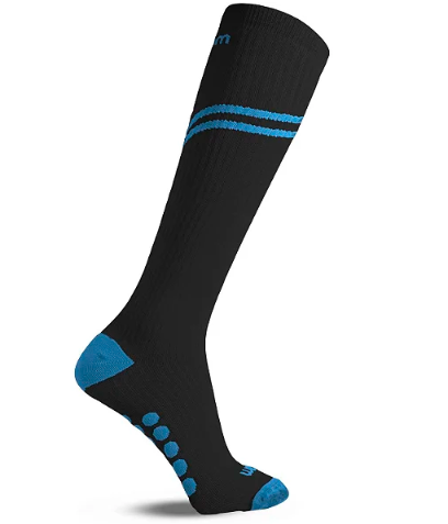 MEIA PERFORMANCE MASCULINA CANO LONGO COMPRESSAO FIO EMANA® / PRETO/ AZUL 38-43