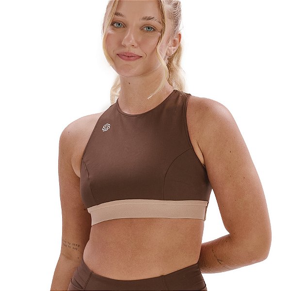 Top La Vie Cropped Dupla Face Total Emana Café e Nude