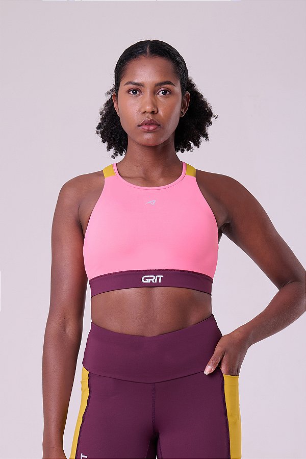 Top Grit Bossa Nadador C/ Bolso Ajustavel IND Rosa / Vinho / Mostarda