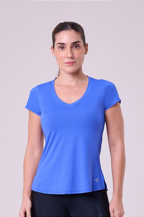 Camiseta Keep Cool Decote V UV50 IND Azul