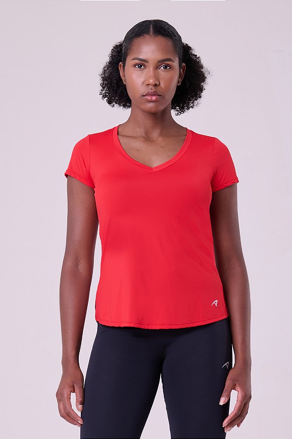 Camiseta Keep Cool Decote V UV50 IND Vermelho