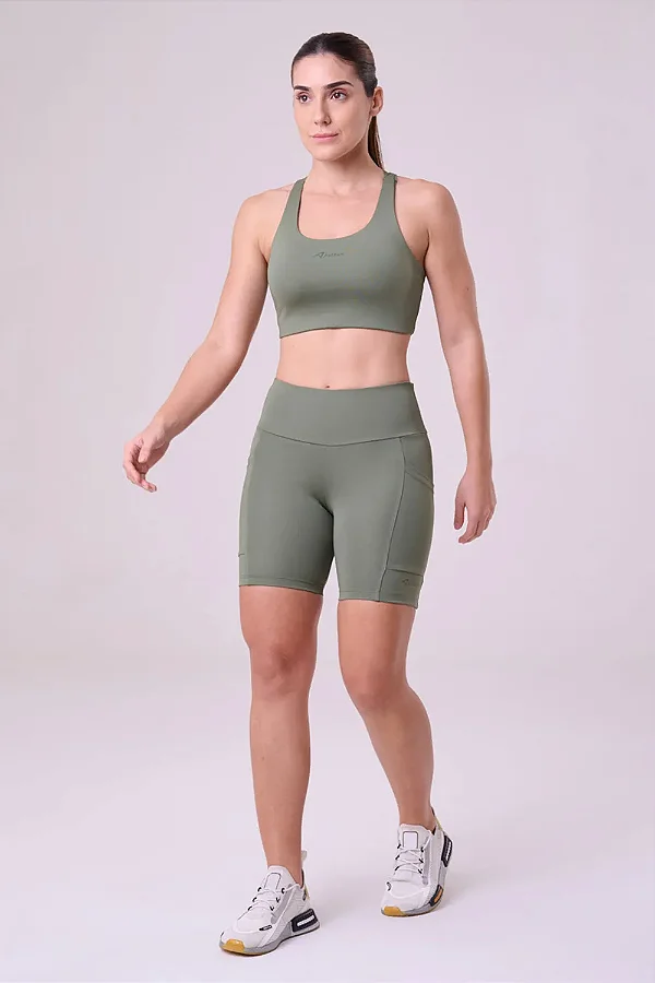 Bermuda Essential Run Stamina 18cm Verde Escuro