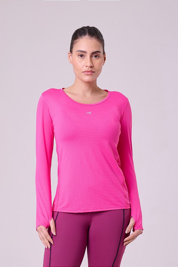 Camiseta Manga Longa Keep Cool Pep UV50 Rosa Pink