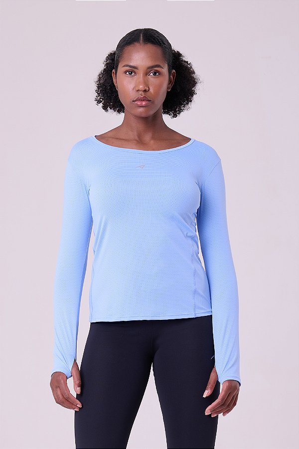 Camiseta Manga Longa Keep Cool Pep UV50 Azul Nuvem