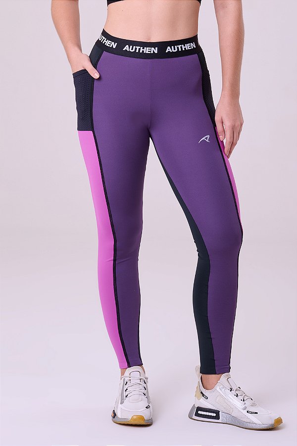 Legging Essential Flex Block Uva/Masgenta/Preto