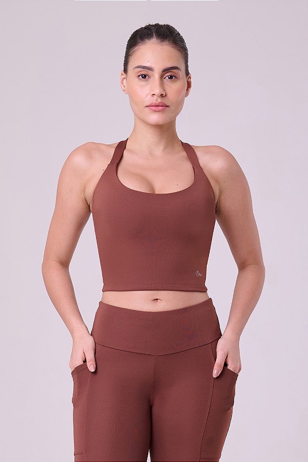 Top Authen Essential Run Cropped Lenghty | Marrom