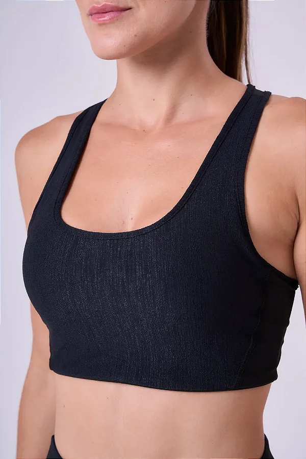 TOP NADADOR TEXTURIZADO FEM | PRETO