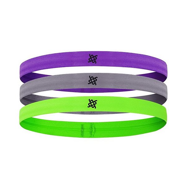 FAIXA DE CABELO HUPI KIT 03 ROXO/CINZA/VERDE TAM.: UNICO.