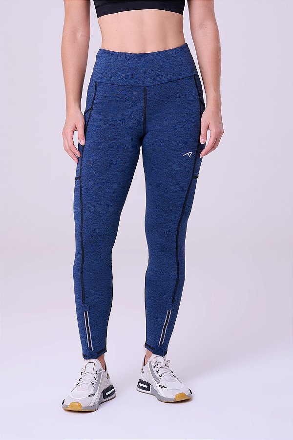 Legging Thermal Ziper Refletivo Protect Fem | AZUL MESCLA