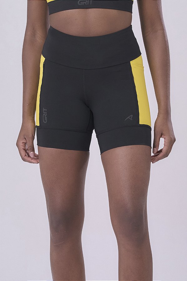 Bermuda Authen Grit 15cm Preto / Amarelo Manga