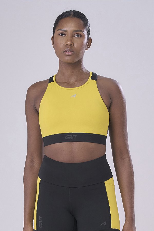 Top Authen Grit Nadador Preto / Amarelo Manga