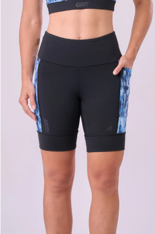BERMUDA GRIT BOSSA 3 BOLSOS 18CM PRETO / ESTAMPA CELESTE