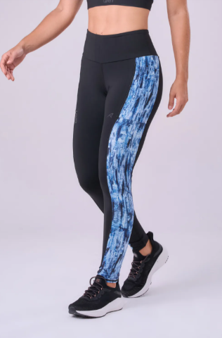 LEGGING GRIT BOSSA 3 BOLSOS  PRETO / ESTAMPA CELESTE
