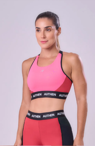 TOP ESSENTIAL FLEX BLOCK NADADOR  ROSA / VERMELHO / PRETO