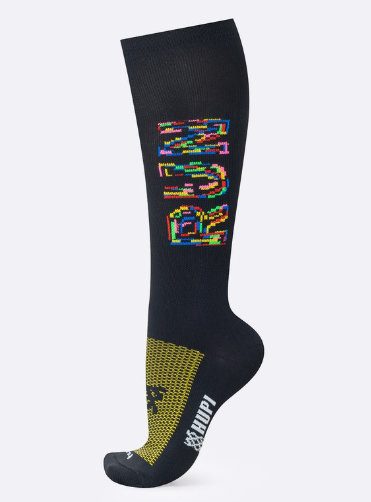 MEIA HUPI RUN COLORS PRETA LONGA TAM.: UNICO