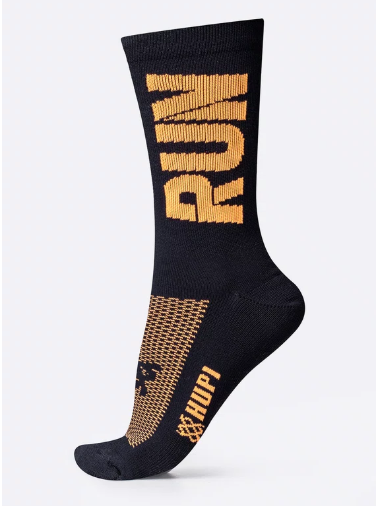 MEIA HUPI RUN PRETO/LARANJA TAM.: UNICO