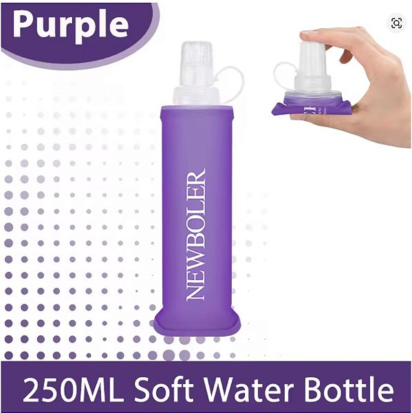 Garrafa Squeeze Soft Flask ROXA Silicone 250ML Portátil Dobrável
