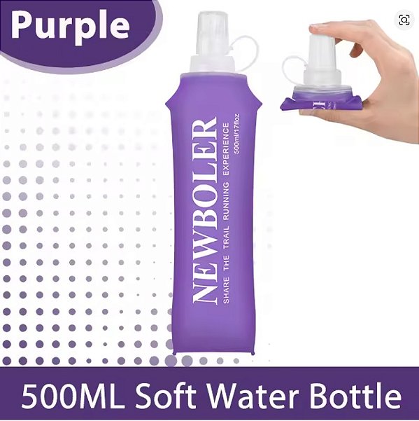 Garrafa Squeeze Soft Flask ROXA Silicone 500ML Portátil Dobrável