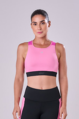 TOP GRIT BOSSA AJUSTAVEL 1 BOLSO NADADOR ROSA MALVA/PINK FLUOR/PRETO