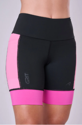 BERMUDA GRIT BOSSA 3 BOLSOS 18CM PRETO/ROSA MALVA/PINK FLUOR