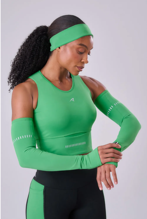 MANGUITO COAT DE COMPRESSAO C/ ABERTURA PARA RELOGIO E DEDEIRA VERDE VIBRANTE