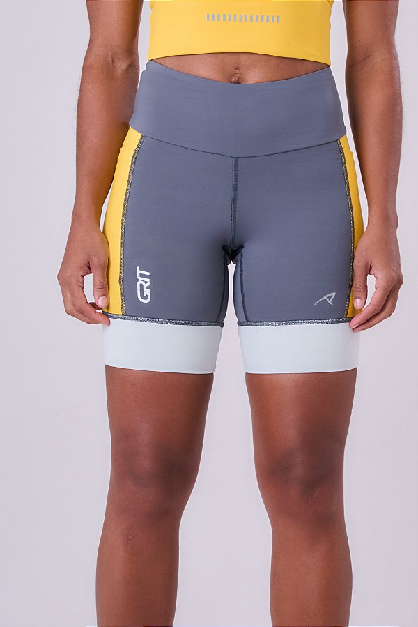 BERMUDA GRIT BOSSA 3 BOLSOS 18CM CINZA FUTURO/AMARELO VIVO/ CINZA CLARO