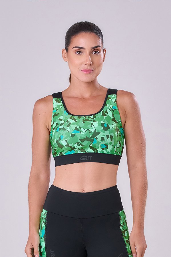 TOP GRIT BOSSA AJUSTAVEL 1 BOLSO RETO ESTAMPA FLORESTA