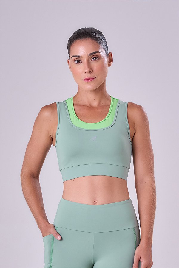 TOP SIGNATURE SAMBA 2 EM 1 DUPLA FACE VERDE ELETRIC / VERDE ICEBERG