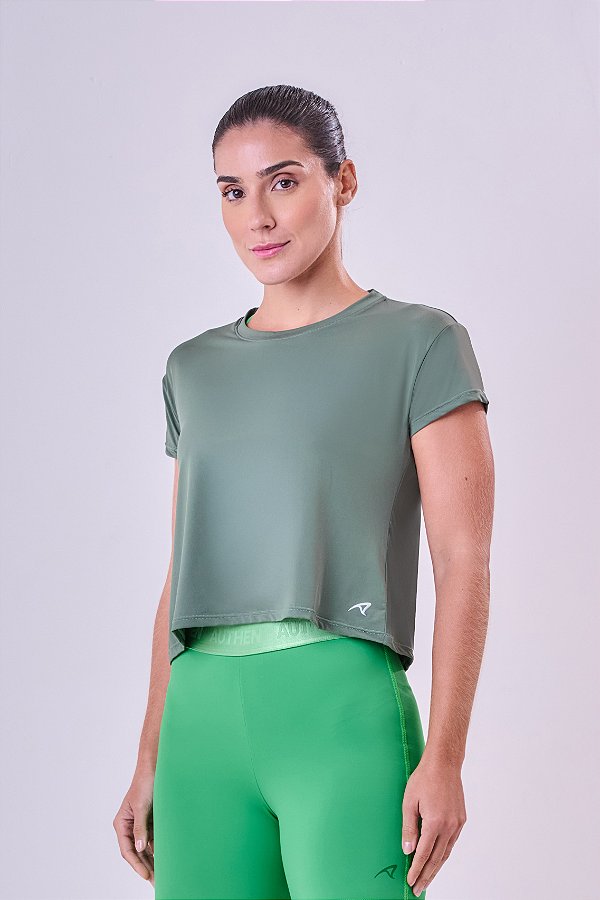 CAMISETA CROPPED KEEP COOL CUT UV50 VERDE CACTO