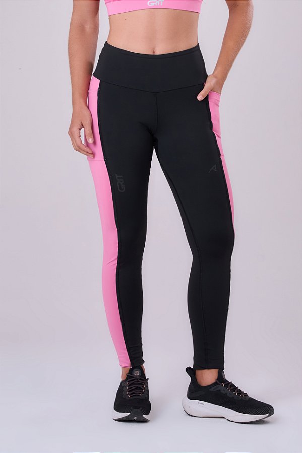 LEGGING GRIT BOSSA 3 BOLSOS PRETO / ROSA MALVA