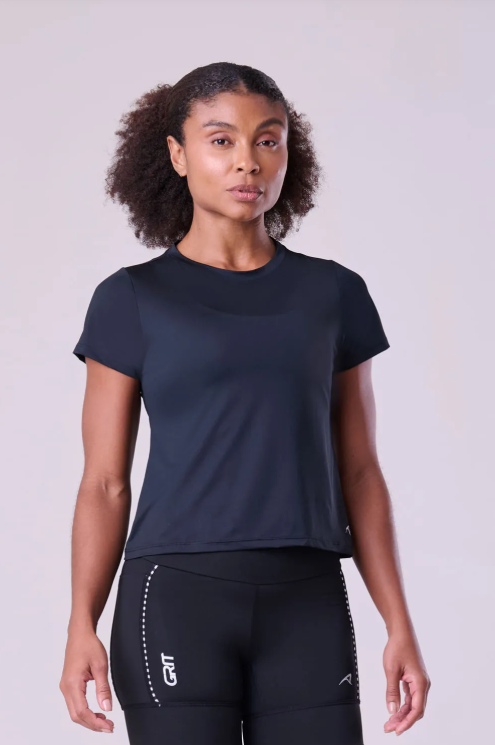 CAMISETA CROPPED KEEP COOL CUT UV50 PRETO