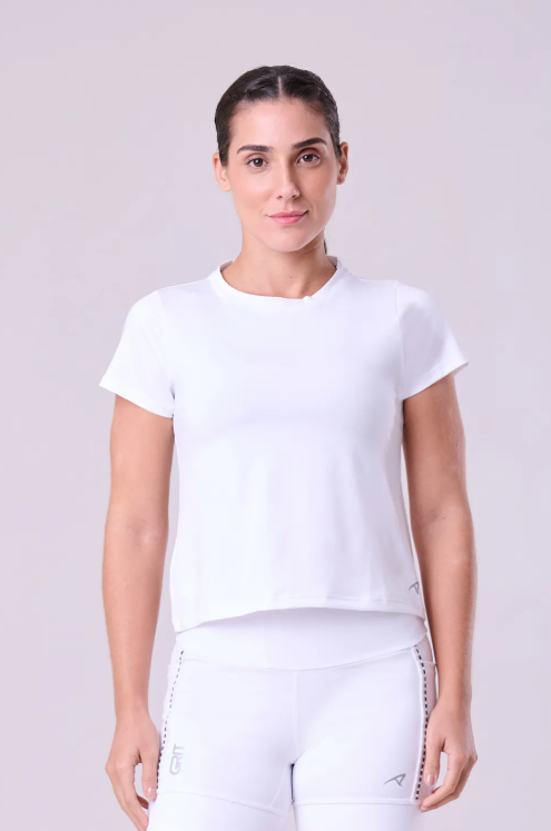 CAMISETA CROPPED KEEP COOL CUT UV50 BRANCO