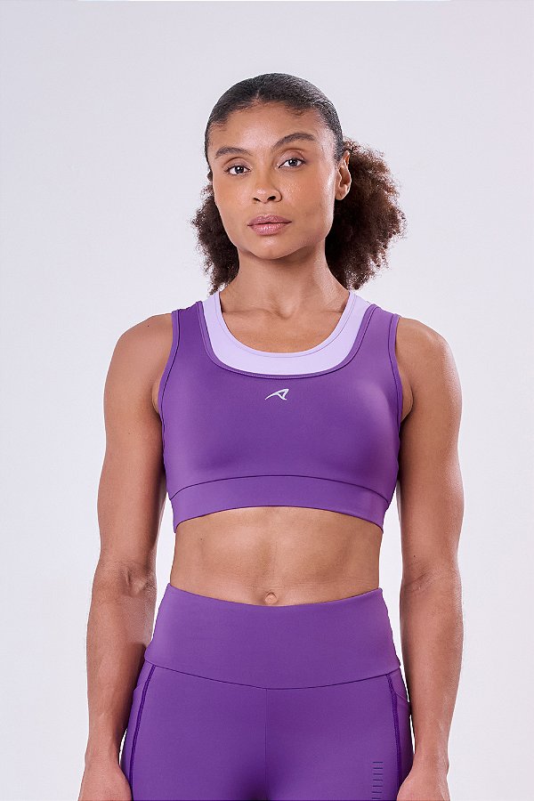 TOP SIGNATURE SAMBA 2 EM 1 DUPLA FACE FEM ROXO/LILAS