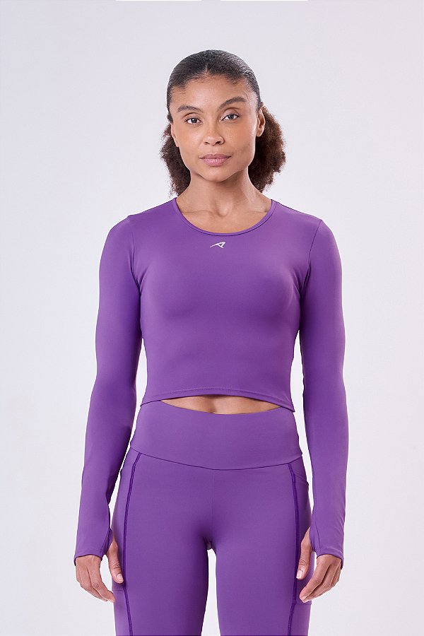 CAMISETA CROPPED SIGNATURE SAMBA MANGA LONGA ROXO