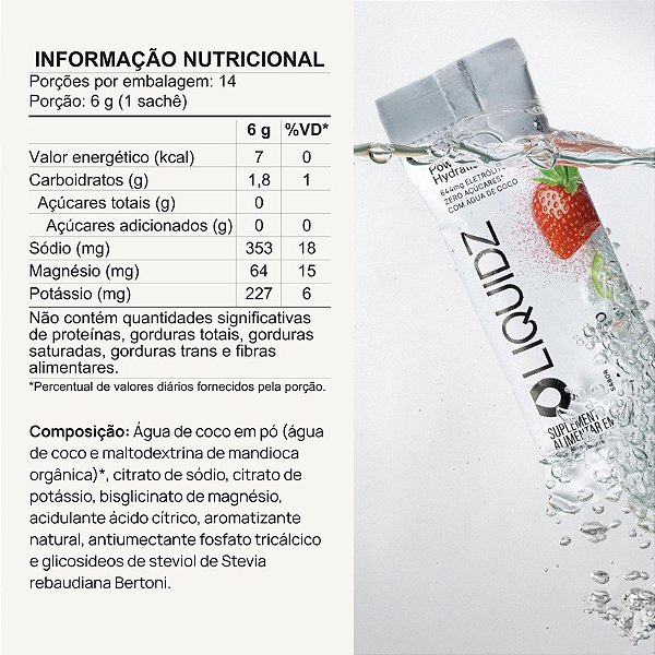 LIQUIDZ® - Repositor de Eletrólitos - ZERO Açúcar - 3X + Eletrólitos - Morango com Kiwi UN