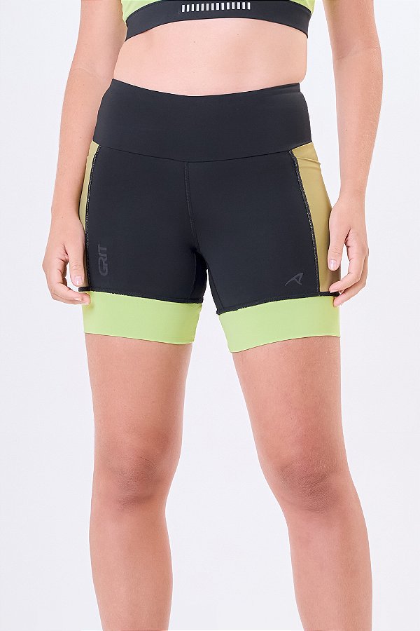 BERMUDA GRIT BOSSA 3 BOLSOS 15CM PRETO / KHAKI / VERDE LIMAO