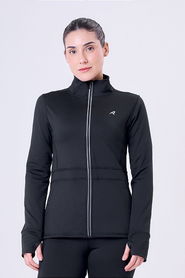 JAQUETA THERMAL DEFEND C/ ZIPER REFLETIVO PRETO