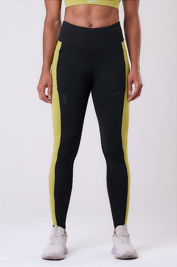 LEGGING GRIT BOSSA 3 BOLSOS PRETO / VERDE MUSGO