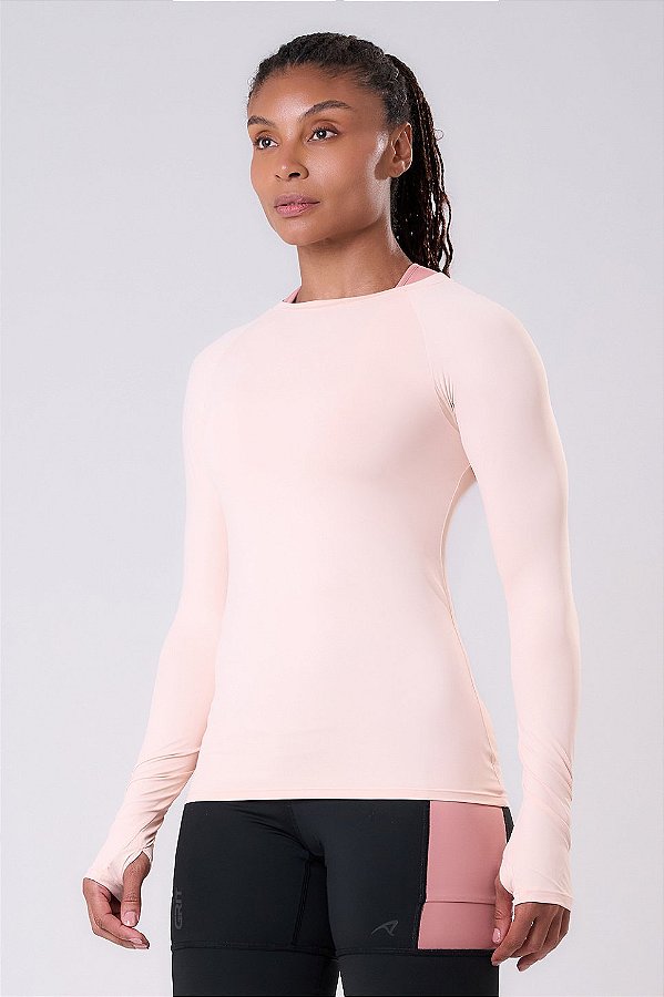 CAMISETA KEEP COOL NEEDED MANGA LONGA UV50 ROSA CREAMY