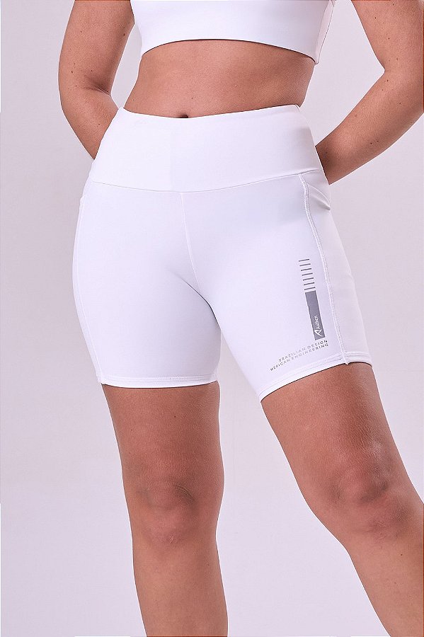BERMUDA SIGNATURE SAMBA 3 BOLSOS 15CM ALL WHITE BRANCO COM FORRO