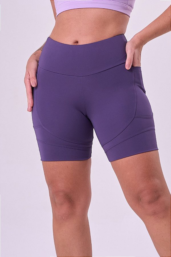 BERMUDA ESSENTIAL RUN TROT 3 BOLSOS 15CM ROXO PETUNIA