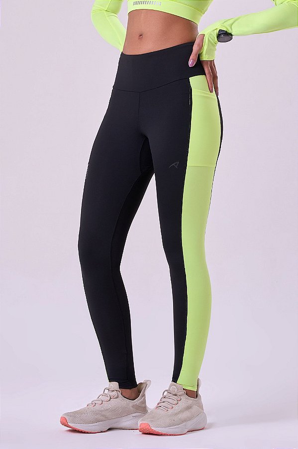 LEGGING GRIT BOSSA 3 BOLSOS PRETO / AMARELO FLUOR