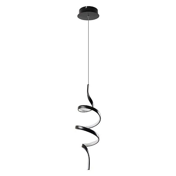 Pendente PD1427 18x55cm Worm Preto com LED integrado 30w Bivolt