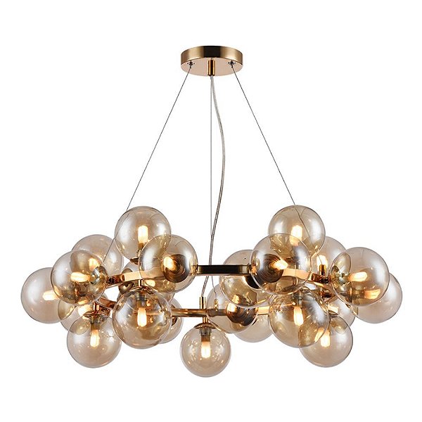 Pendente JO005 70x24cm French Gold Conhaque Halo para 25 Lampadas G9