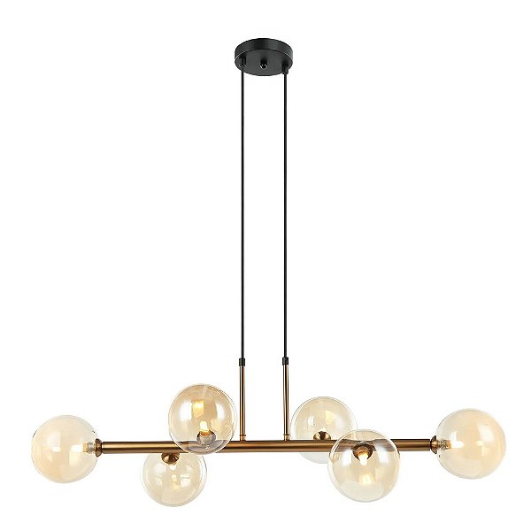 Pendente Jabuticaba Abaporu 95x28x31cm Bronze Champanhe para 6 Lampadas G9