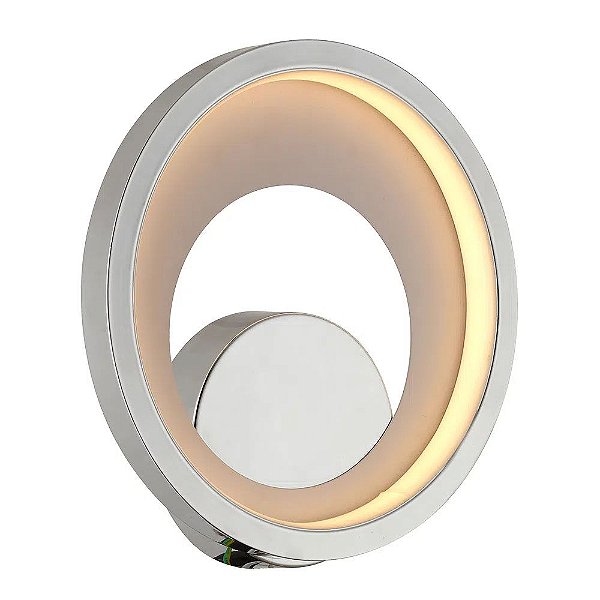 Arandela Plafon Loop Cromado Branco 22x5x5 com Led Integrado 10w