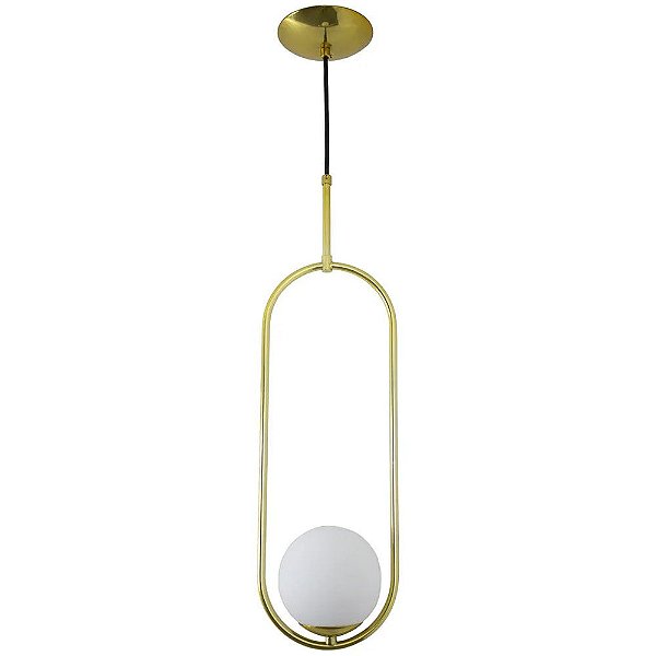 Pendente Pendulo Dourado 12x15x55cm com 1 Globo Ø12cm para 1x Lampada G9