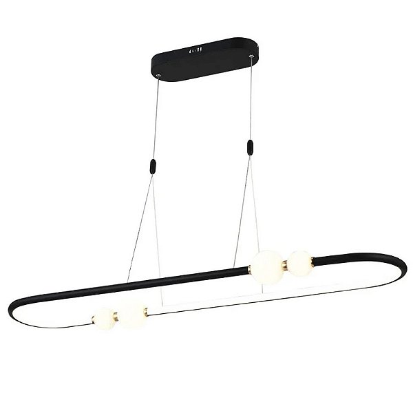 Pendente Nebula Preto Branco 28x105cm com Led Integrando 42w 3000w