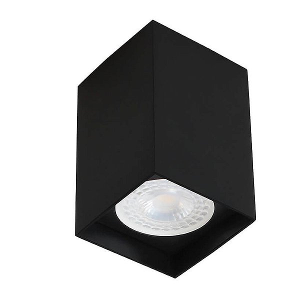 Plafon Box PL03011 8x8x13,5cm Preto para 1 Lampada E27 PAR20