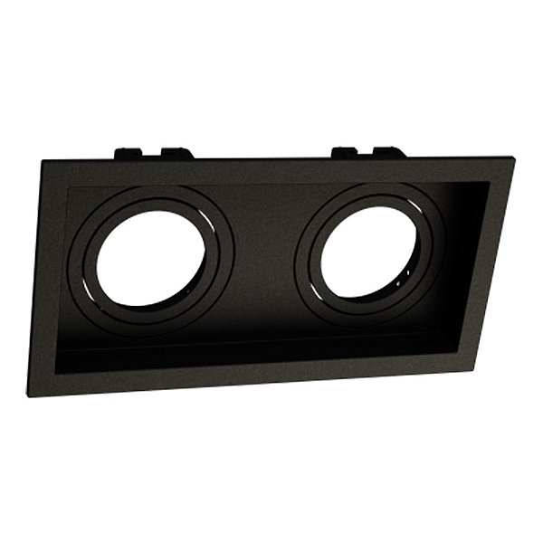 Embutido Duplo Preto Recuado 10602 24,5x12,7cm para 2 Lampadas PAR20